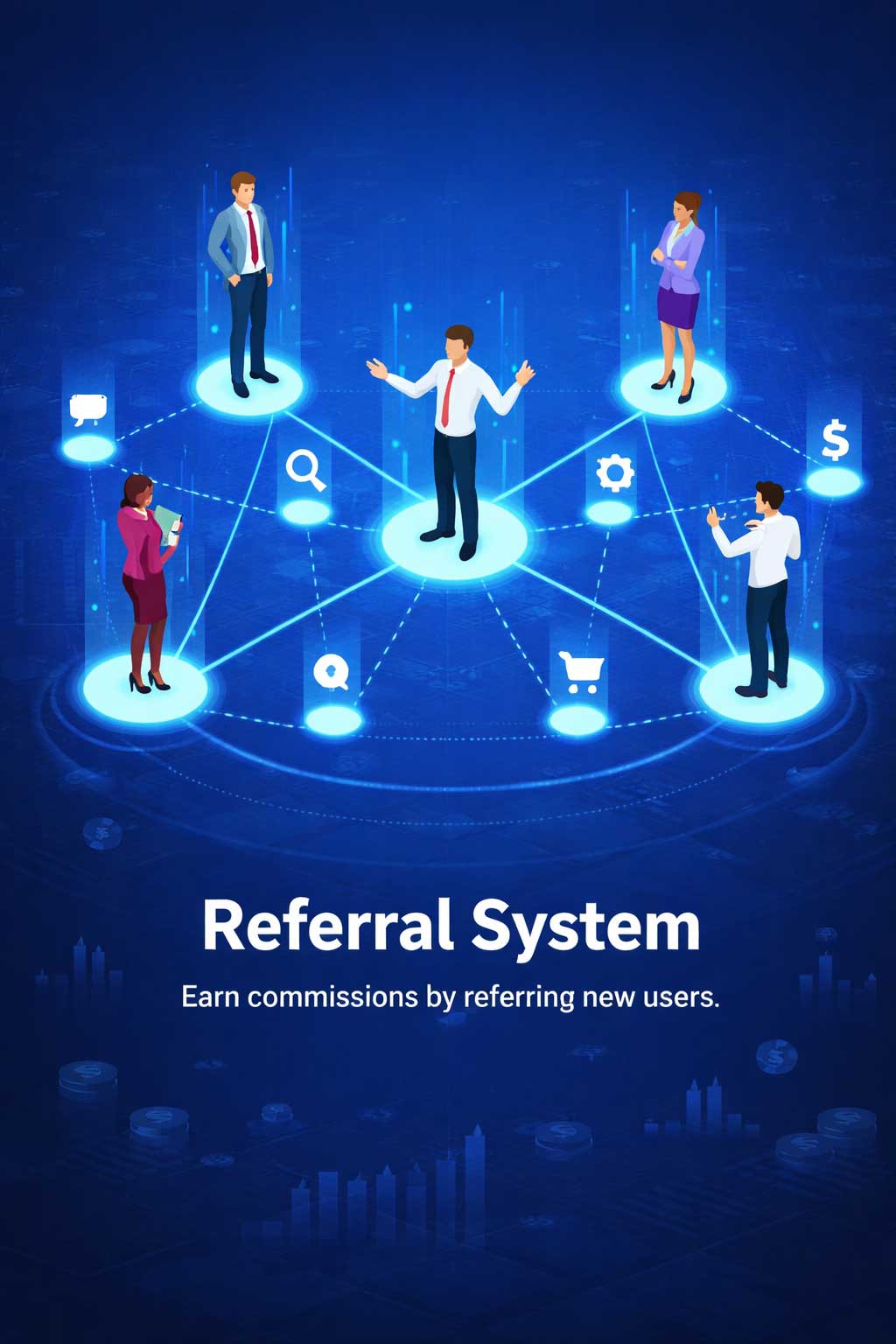 Affiliate referral network and commission structure